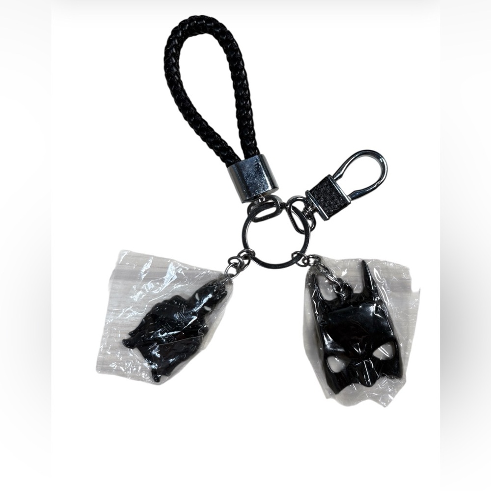 Black Mask Keychain with Lanyard